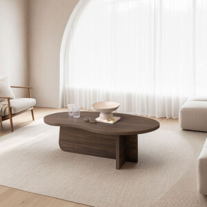 Stalux Organische Salontafel 'Otis' 110 x 50cm, kleur bruin notenhout