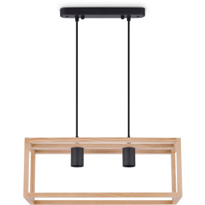 Paco Home Hanglamp Björn LED pendellamp woonkamer eetkamer modern hout tweelamps E27