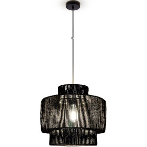 Paco Home Hanglamp Hugo Lupita Woonkamer eetkamer rattan look Boho lampenkap papier