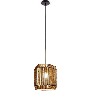 Paco Home Hanglamp Hugo Pepe Woonkamer eetkamer rattan look Boho kap papier zeshoekig