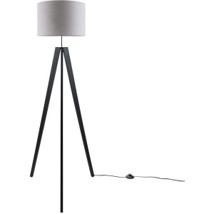 Paco Home Staande lamp Canvas uni Color Vloerlamp vintage voet LED lamp woonkamer Scandinavisch ontwerp E27