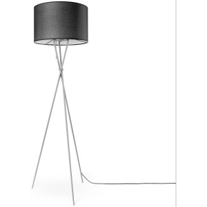 Paco Home Staande lamp KATE CANVAS UNI COLOR Woonkamer driepoot stoffen lampenkap vloerlamp textiel kap E27