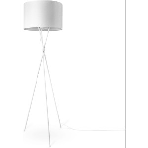 Paco Home Staande lamp KATE CANVAS UNI COLOR Woonkamer driepoot stoffen lampenkap vloerlamp textiel kap E27