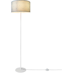 Paco Home Staande lamp Luca Stella Vloerlamp stoffen lampenkap retro vintage E27 textielkap