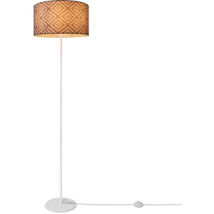 Paco Home Staande lamp Luca Stella Vloerlamp stoffen lampenkap retro vintage E27 textielkap