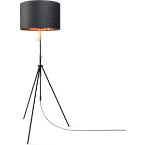 Paco Home Staande lamp Naomi uni Color Woonkamer in hoogte verstelbaar 121,5 tot 176,5 cm trekschakelaar velours