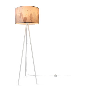 Paco Home Staande lamp Trina Cosmo Vloerlamp kinderkamer statief stoffen kap baby maan sterren driepoot