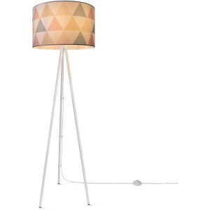 Paco Home Staande lamp Trina Delta Vloerlamp leeslamp stoffen lampenkap driehoek rond E27 textiel kleurig