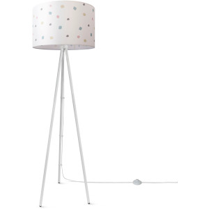 Paco Home Staande lamp Trina Dots Driepotige lampenkap rond stof vloerlamp kleurrijke stippen met stekker