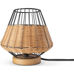 Paco Home Tafellamp Punto Rattan LED kooi lamp Boho stijl nacht rustiek hout E27