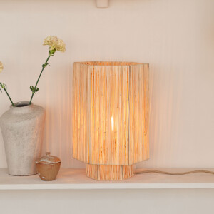 GOOD&MOJO Tafellamp 'Panama' Raffia, 36cm, kleur Naturel