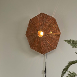 GOOD&MOJO Wandlamp 'Panama' Raffia, 65cm, kleur Bruin