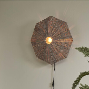 GOOD&MOJO Wandlamp 'Panama' Raffia, 65cm, kleur Grijs
