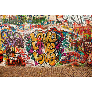 Papermoon Fotobehang Love graffiti wand Vliesbehang, eersteklas digitale print