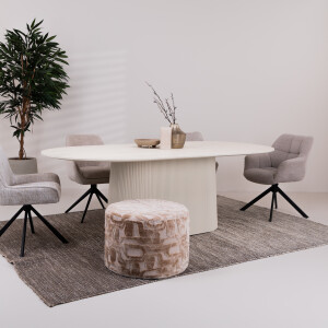 Sohome Ovale Eettafel 'Puck' Mangohout, 230 x 110cm, kleur Ivoor