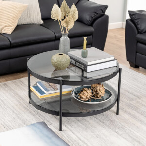 Bendt Ronde Glazen Salontafel 'Paw' 75cm, kleur zwart