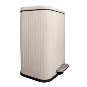 QUVIO Prullenbak 13 L - Rechthoekig afgerond - Metaal - Beige