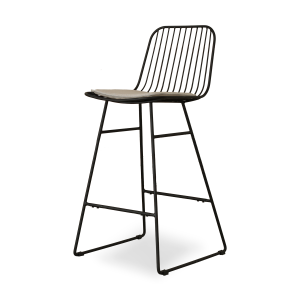 Pelle metalen barkruk zwart - met zitkussen - 65 cm