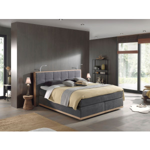 Places of Style Boxspring Vinton van eiken, met ledverlichting, verschillende hardheden (ook h4) (5-delig - 5-delig)