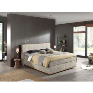 Places of Style Boxspring Vinton van eiken, met ledverlichting, verschillende hardheden (ook h4) (5-delig - 5-delig)