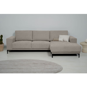 Places of Style Hoekbank Xander, L-model, Breedte 280 cm, soft-touch chenille, zwarte metalen voeten