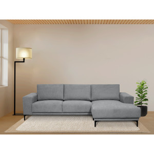 Places of Style Hoekbank Xander, L-model, Breedte 280 cm, soft-touch chenille, zwarte metalen voeten