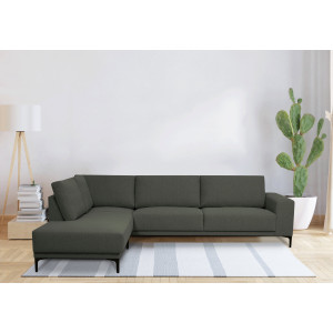 Places of Style Hoekbank Xander, L-model, Breedte 289 cm, weefstof, softtouch chenille, zwarte metalen poten