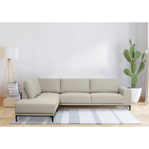 Places of Style Hoekbank Xander, L-model, Breedte 289 cm, weefstof, softtouch chenille, zwarte metalen poten