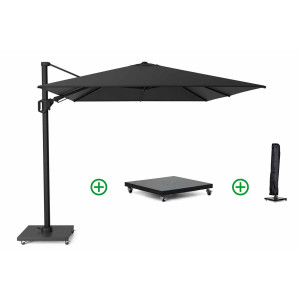 Platinum Challenger zweefparasol 3.5x2.6m T2 premium matt black frame (incl. voet en hoes)