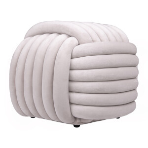 QUVIO Vierkante poef - Geknoopt - 45x45x42 cm - Beige
