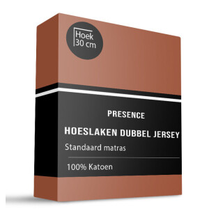 Hoeslaken - Katoen Dubbel Jersey - 100x200cm - Cognac - Presence - Dekbed-Discounter.nl