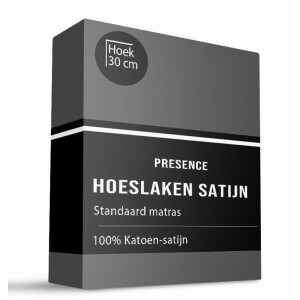 Hoeslaken - Katoen Satijn - Antraciet - 180x200cm - Antraciet - Presence - Dekbed-Discounter.nl