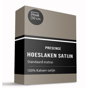 Hoeslaken - Katoen Satijn - Truffel - 160x200cm - Bruin - Presence - Dekbed-Discounter.nl