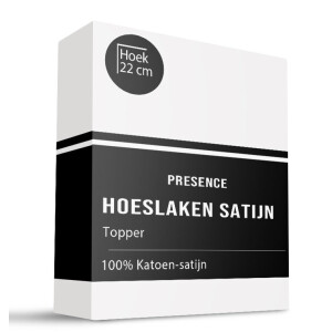 Topper Hoeslaken - Katoen Satijn - 90x210cm - Wit - Presence - Dekbed-Discounter.nl