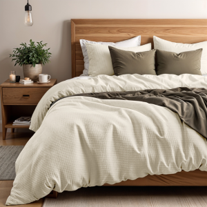 Dekbedovertrek Percale-Katoen - Waffle - Tweepersoons (200x200 Cm) - Grijs Percale Katoen - Wafel & Luxe - Primaviera Deluxe - Dekbed-Discounter.nl