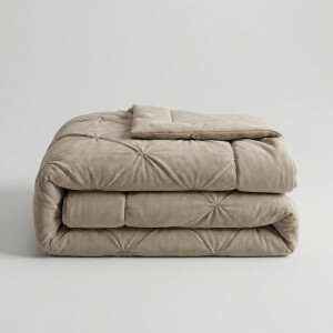 1+1 Gratis Wasbaar Easy Dekbed Zonder Overtrek - Diamond Pintuck - Licht Taupe - Dekbed-Discounter.nl
