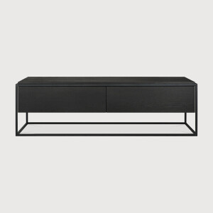 Ethnicraft TV-meubel 'Monolit' Gevernist Eikenhout, 140cm, kleur Zwart