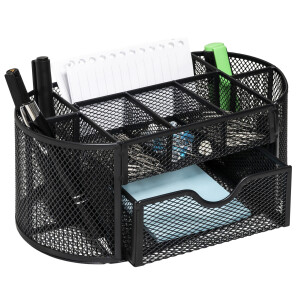 QUVIO Bureau organizer - 8 vakken + 1 lade - Draadstaal