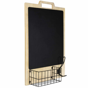QUVIO krijtbord met mand en haakje - Voor aan wand - 33,5 x 50 cm