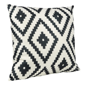 QUVIO Kussenhoes met geruit patroon - 45 x 45 cm - Zwart/Beige