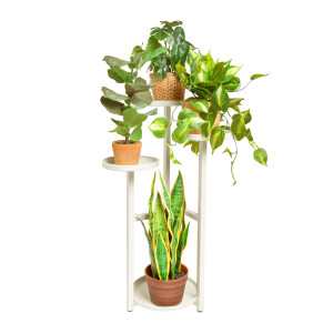 QUVIO Plantenstandaard - Voor 4 planten - Metaal - Beige