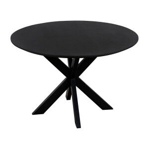 QUVIO Eettafel Sofia - Rond - Ø 130 cm - Stalen kruispoot - FSC® gecertificeerd mangohout - Zwart