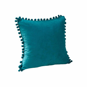 QUVIO Sierkussen met bolletjes - Gevuld - Fluweel - 50 x 50 cm - Turquoise