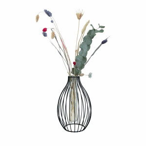 QUVIO Vaas met metalen spijlen - 15 x 23,5 cm