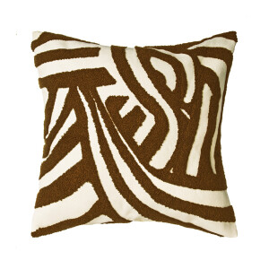 QUVIO Zebra Kussenhoes - Abstract patroon - 45x45 cm - Bruin - Wit