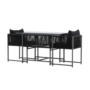 Ragnar tuinset zwart 3 delig - twee stoelen en een tafel – met zitkussens