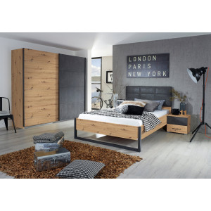 rauch Bed TAMPA in moderne industriële stijl, metalen bedslede
