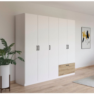 rauch Draaideurkast Kledingkast kast garderobe waskast BARI met lades aan de buitenkant, moderne greep in grijs metallic made in germany