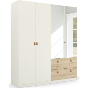 rauch Draaideurkast Homey by Quadra Spin met cognacbruine leren greeplussen, laden in eiken-decor