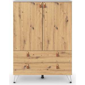 rauch Hoge kast Homey by Aditio met greeplussen van leer, 2 laden met soft-closefunctie